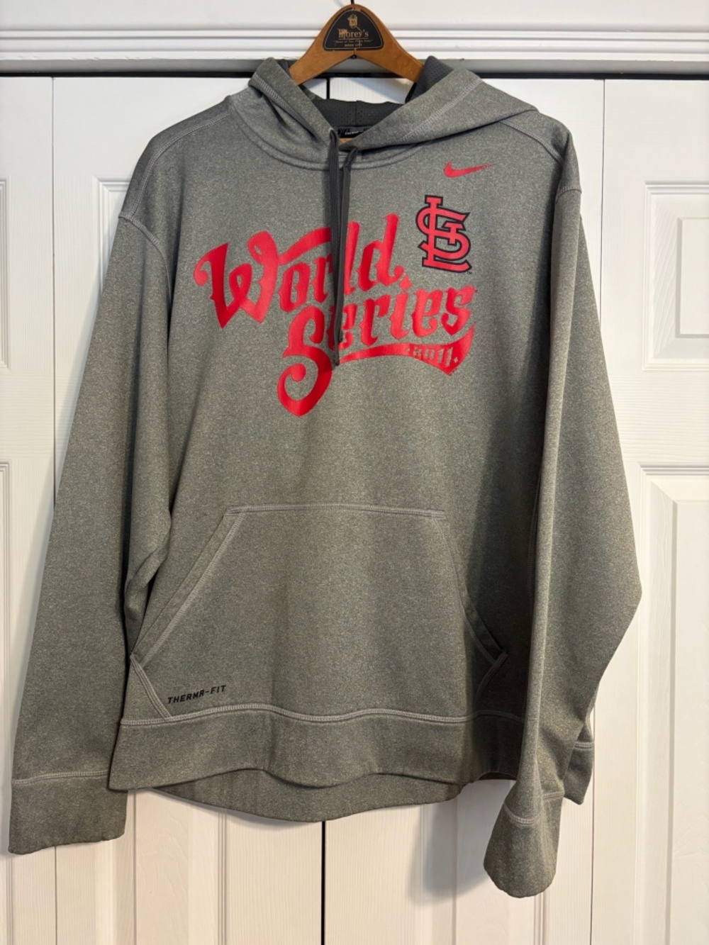 Nike Therma-Fit St Louis Cardinals 2011 World Series Hoodie Mens XL Gray MLB